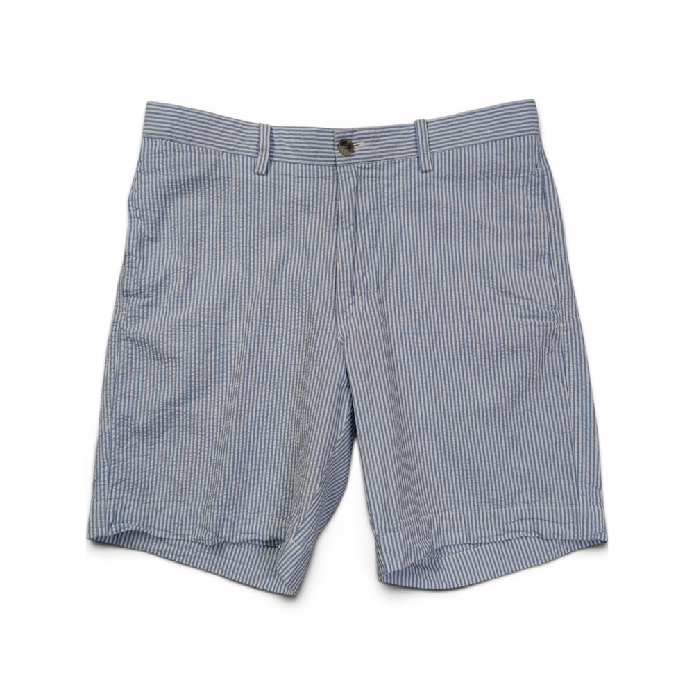 Chaps Mens Seersucker Shorts Sz 32 Striped Cotton Casual Blue White